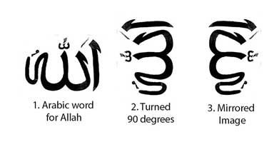 The Arabic symbol for Allah turned upside down